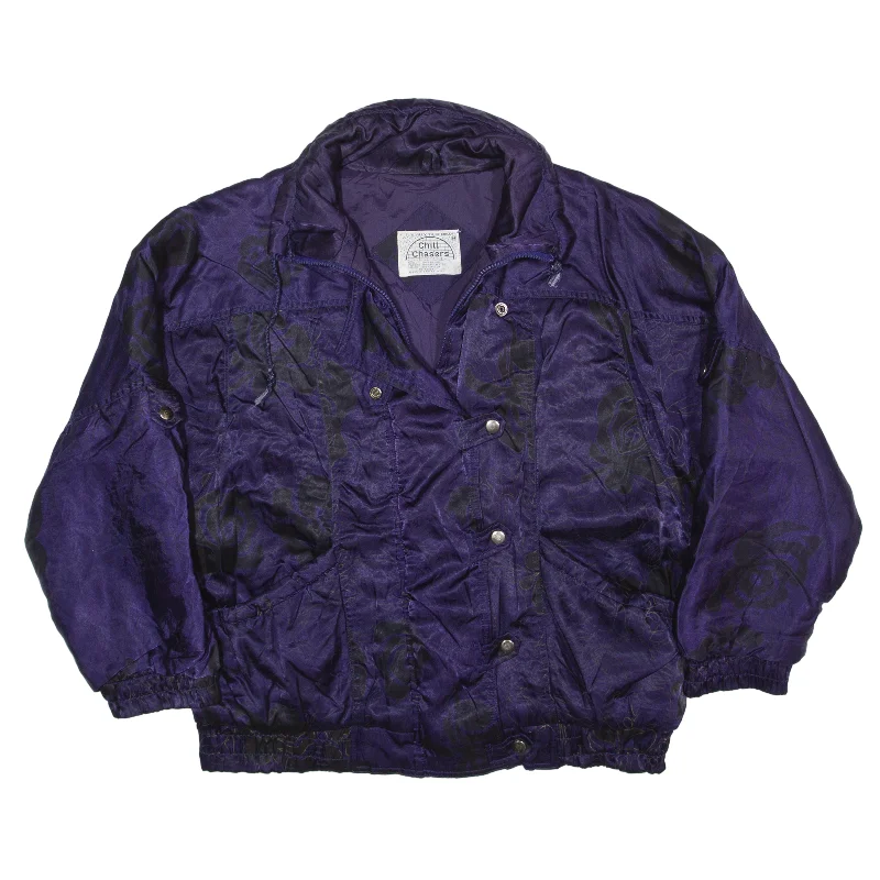 CHILL CHASERS Jacket Purple Nylon 90s Floral Womens M Jersey Jacket Tulle Jacket Batik Jacket