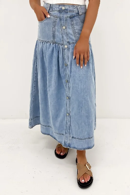 Corinne Midi Skirt Light Blue cashmere skirt soft