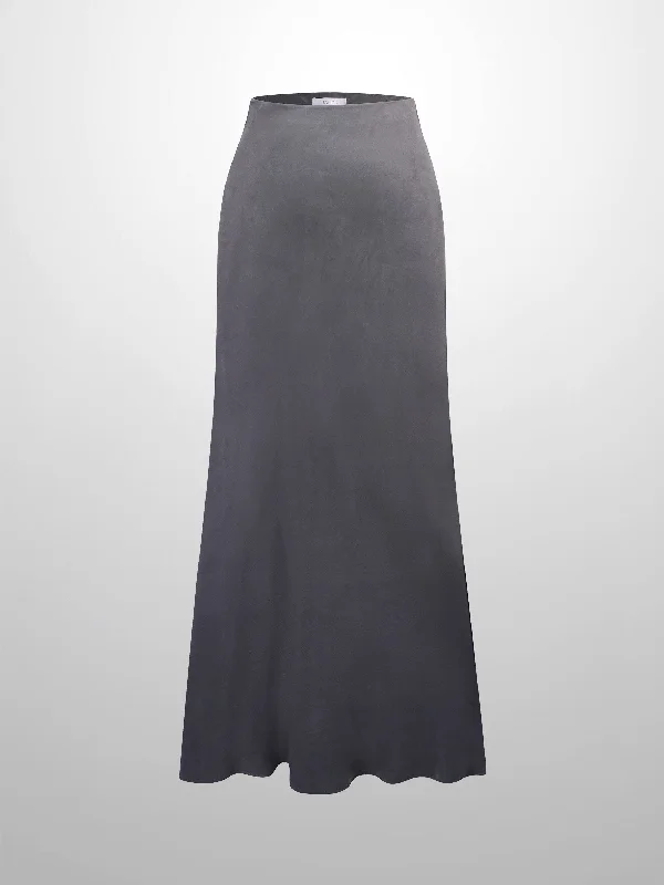 Cupro Slip Skirt-Grey wrap skirt elegant