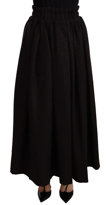 Dolce & Gabbana Elegant High Waist Maxi A-line Wool Skirt lace skirt intricate