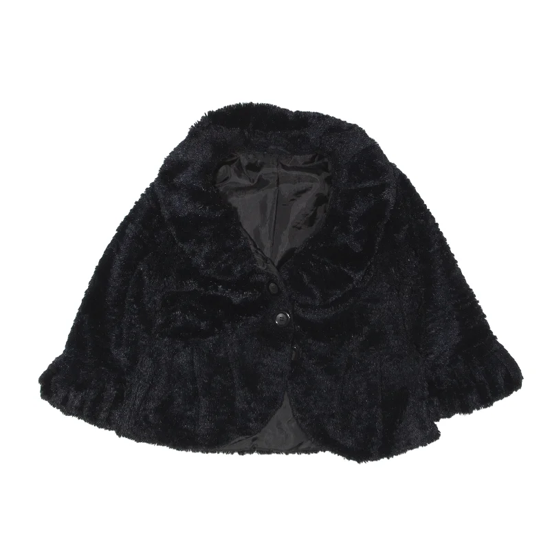 Faux Fur Jacket Black Womens M Print Jacket Jacquard Jacket Patchwork Jacket