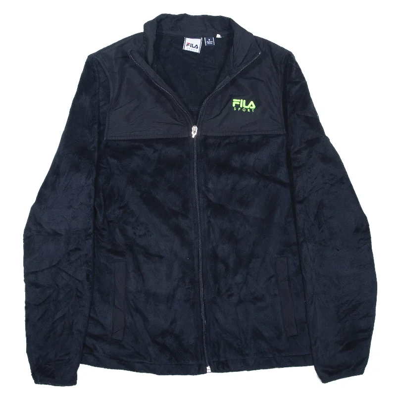 FILA Fleece Jacket Black Womens S Lace Jacket Ribbed Jacket Sequined Jacket