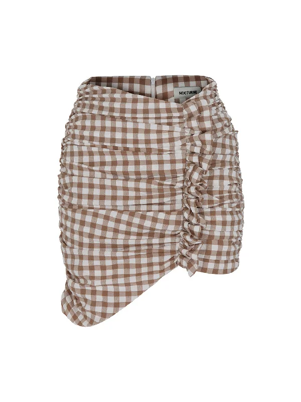 Gingham Asymnetrical Mini Skirt silk skirt luxurious