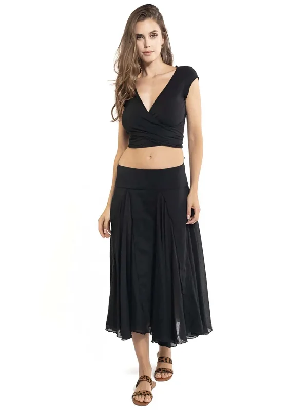 Hard Tail Rolldown Waist Diamond Flare Skirt (Style VL-19) casual skirt length