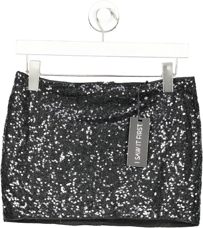 I saw it first Black Sequin Mini Skirt UK XXS cashmere skirt rich