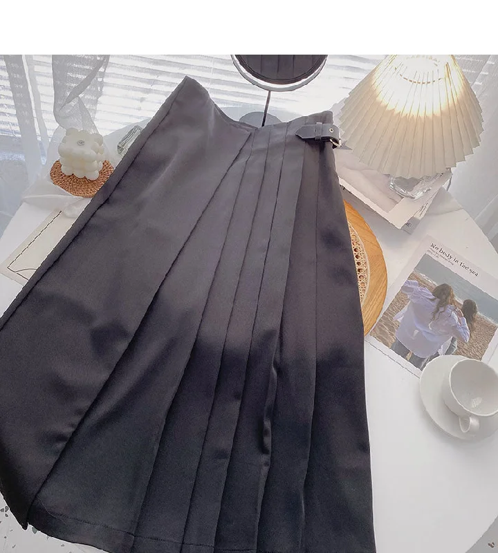 Korean ins personalized fashion high waist design, slim skirt  5736 leather skirt bold