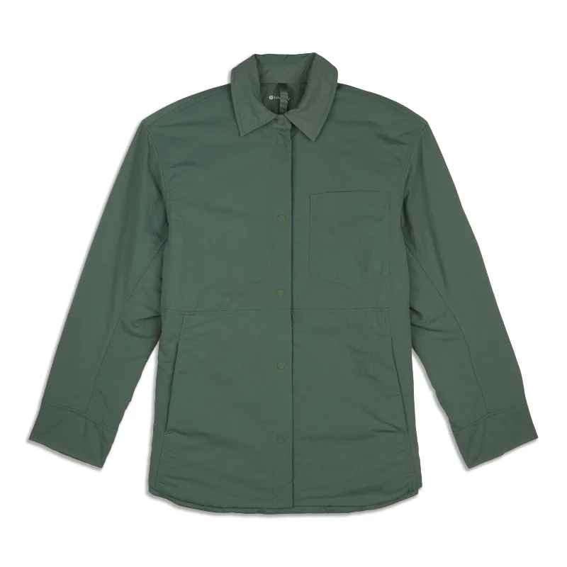 Lightweight Insulated Shirt Jacket - Resale Ribbed Jacket Pleated Jacket Ruffled Jacket