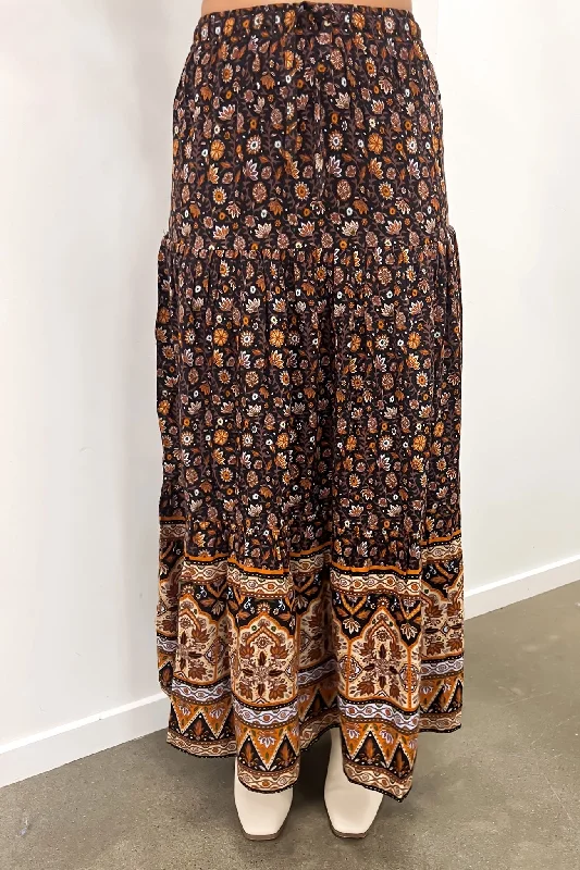 Luna Floral Maxi Skirt Print corduroy skirt textured