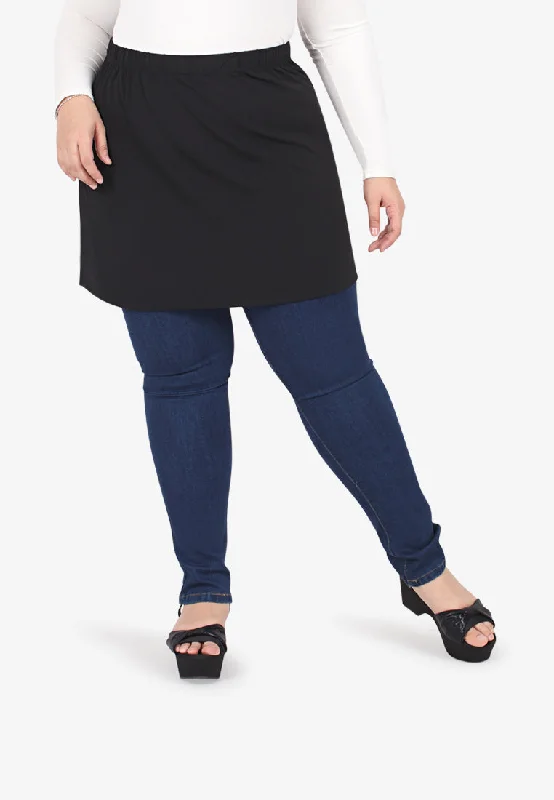 Exora Plus Size Extender Skirt - Black denim skirt durable