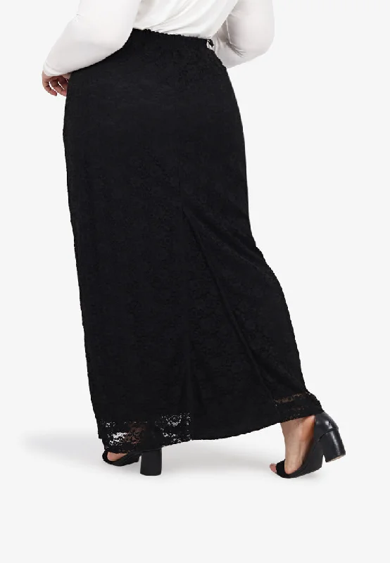 Lepaula Lace Long Pencil Skirt - Black Lining zip skirt side