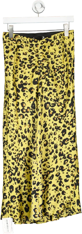 Munthe Yellow Leopard Print Midi Skirt UK 8 low waist skirt