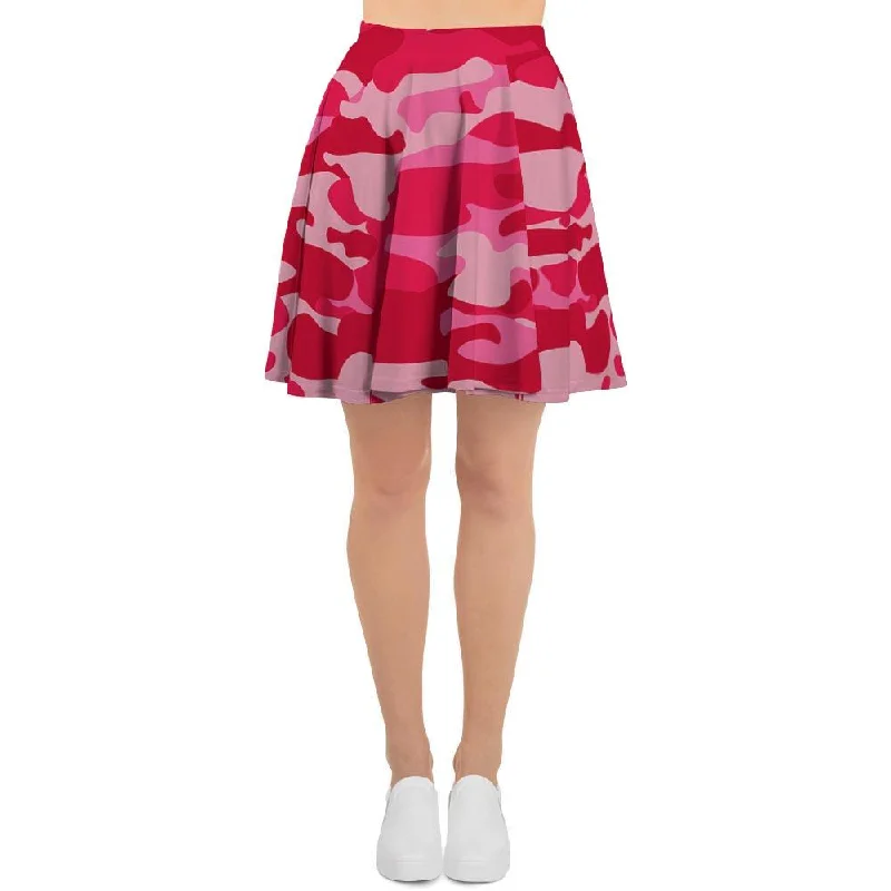 Pink Camo Print Women's Skirt ruffled skirt detail