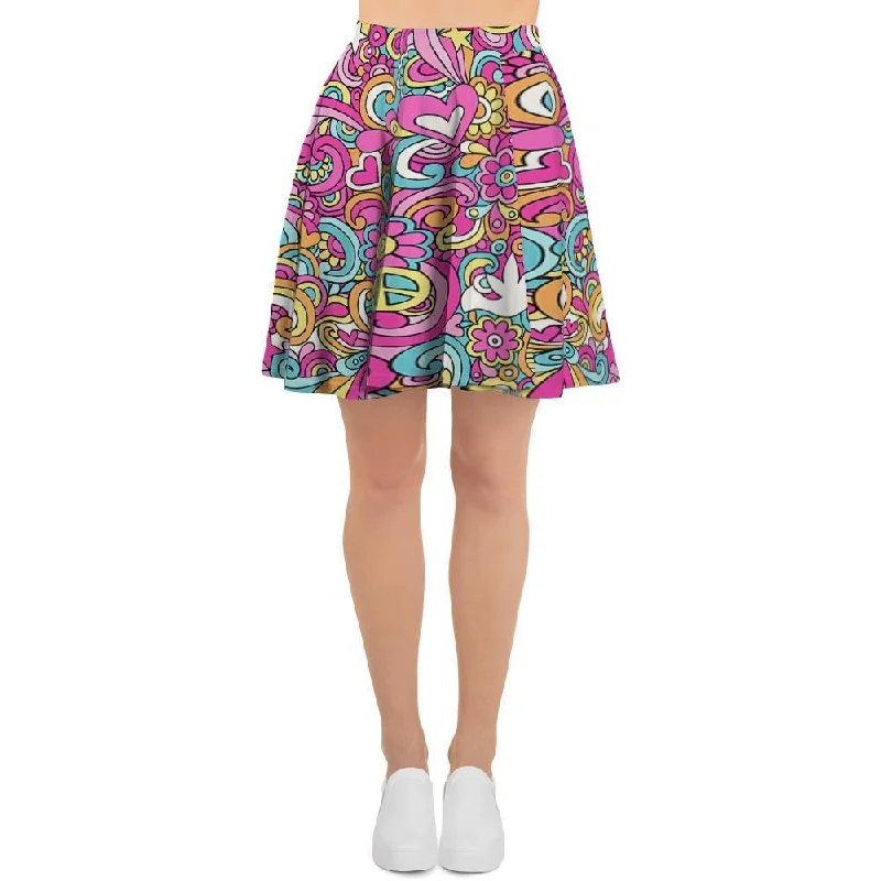 Pink Hippie Psychedelic Women's Skirt chiffon skirt floaty