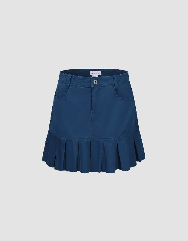 Pleated Mini A-Line Skirt silk skirt elegant