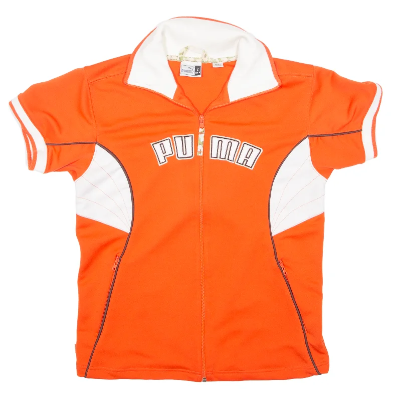 PUMA Short Sleeve Track Jacket Orange Womens L Fleece Fabric Down Fabric Feather Fabric