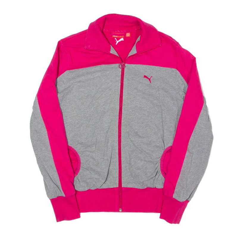 PUMA Track Jacket Pink Womens UK 12 Herringbone Jacket Checkered Jacket Solid Jacket