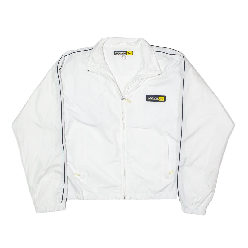 REEBOK ATHLETIC DEPT Shell Jacket White Womens S Zippered Jacket Buttoned Jacket Snapped Jacket