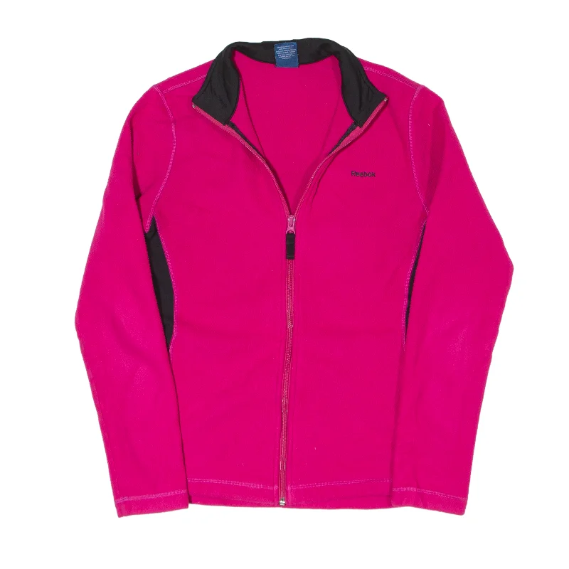 REEBOK Fleece Jacket Pink Womens S Herringbone Jacket Checkered Jacket Solid Jacket