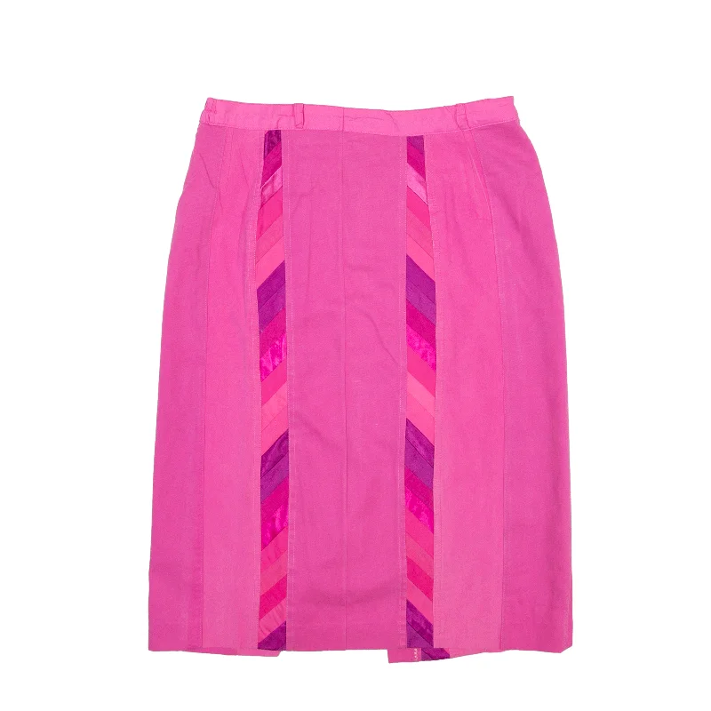 Y2K Panelled Knee Length Straight Skirt Pink Womens M linen skirt natural